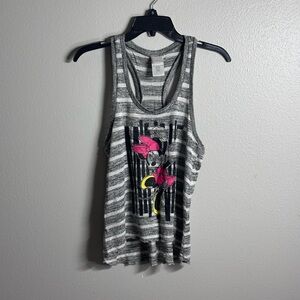 Disney Minnie Mouse Women Stripe Sleeveless Tank Top Gray Size M.